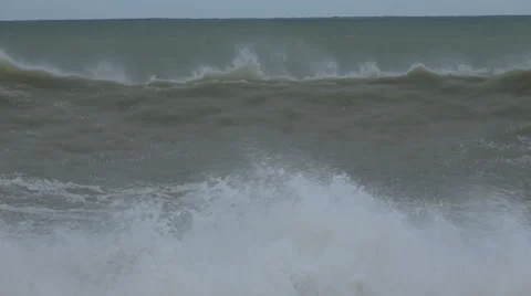 Slow motion big storm seas Stock Footage 48024267