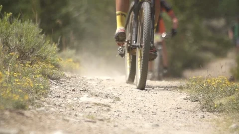 Slow Motion Biker On Mountain Trail 스톡 동영상 105885493