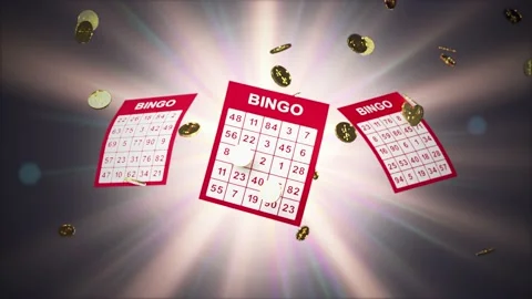 Slow motion. Bingo winner background with lottery tickets and gold coins flying 스톡 동영상 173058857