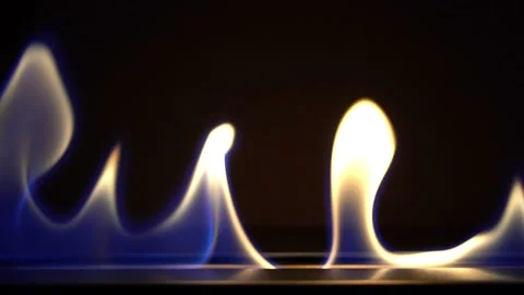 Slow motion of Bio Fireplace with Fire Line at Night Stock Footage 153265710
