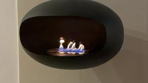 Slow motion of the bioethanol fireplace burning Stock Footage 323759222