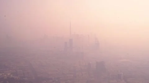 Slow motion bird eye shot of Dubai (3) Stock Footage 253655153