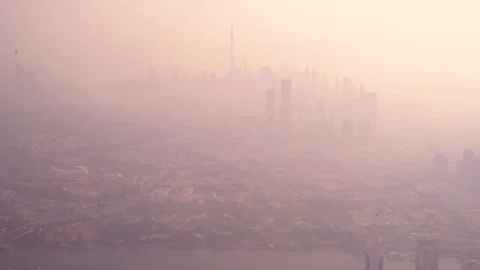 Slow motion bird eye shot of dubai (2) Stock Footage 253655166