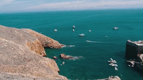Slow Motion Bird Flying Over a Fort on an Island Stock Footage 85141371