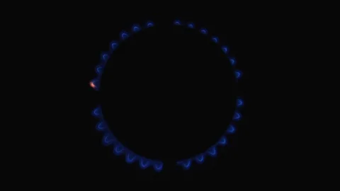 Slow motion - Blue flame gas burning from a Kitchen cooker stove hob, cooking Stock Footage 86536042
