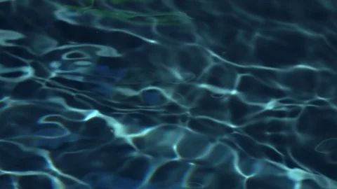 Slow motion of blue toned liquid pattern of refracted and reflected sun shine Stock Footage 99144892