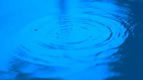 Slow motion blue water rain droplet droping on water over ground, beautiful Stock Footage 120941259