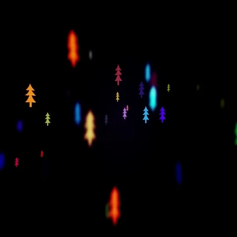 Slow motion of the blurred and glowing small christmas trees Stock Footage 69539742