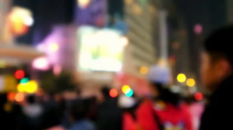 Slow motion blurred video of crowded city with people walking. Hong Kong Stock-Footage 59798864