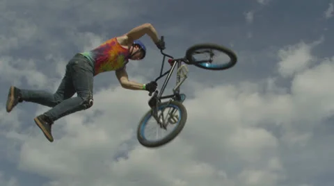 Slow Motion BMX Double Tailwhip - Extreme Sports Stock Footage 24855692