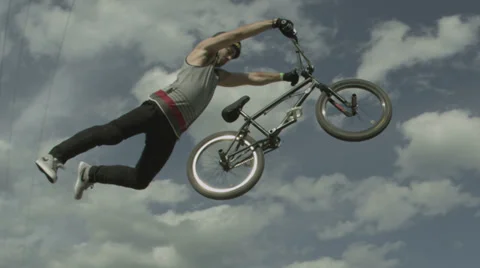 Slow Motion BMX Jumping Trick Stock Footage
