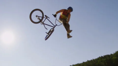 Slow Motion BMX Tailwhip on big jump Stock Footage 40101510