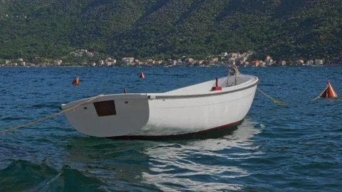 Slow motion of the boat on waves and splashes Stock Footage 90220535