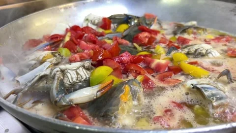 Slow Motion Boiling Blue Crabs Stock Footage 254745678