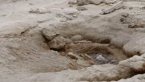 Slow Motion Boiling Hot Spring Stock Footage 76951497