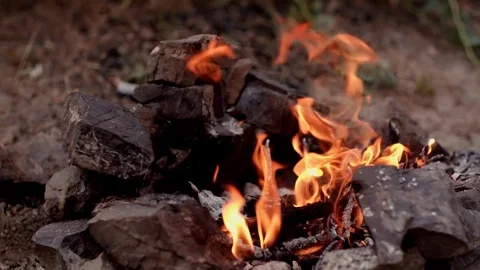 Slow motion bonfire burning with beautiful flames Stock Footage 84521656