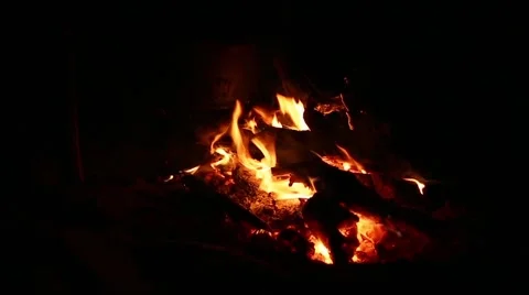 Slow Motion bonfire in the night Stock Footage 47952637