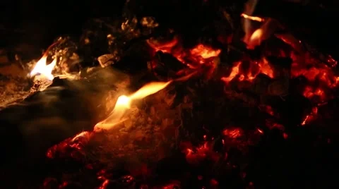 Slow Motion bonfire in the night Stock Footage 47952648