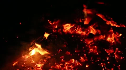 Slow Motion bonfire in the night Stock Footage 47952660
