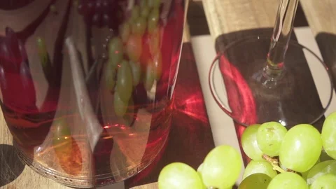 Slow motion in the bottle a reflection of the grapes and a corkscrew Stock Footage 89214519
