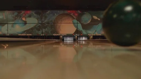 Slow Motion Bowling Strike Wide Stock Footage 79776051