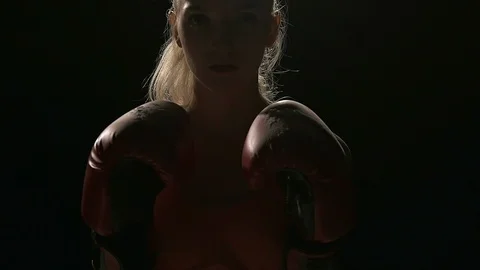Slow motion of boxer punch gloves. Stock Footage 92193052
