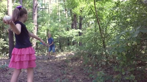 Slow motion. The boy toy baseball bat. Children playing baseball. Stockbeeldmateriaal 78038269