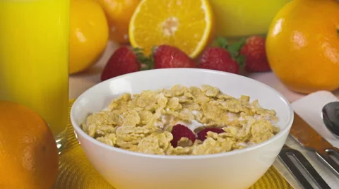 Slow Motion Breakfast Cereal Stock Footage 65430528
