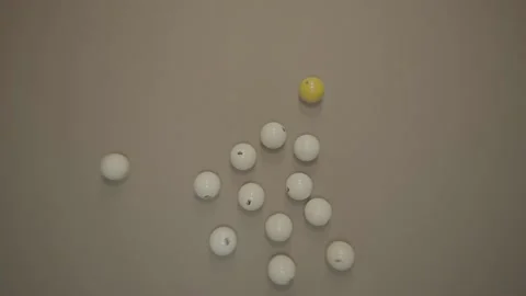 Slow motion. Breaking the billiard pyramid. Opening break shot Stock Footage 142682867