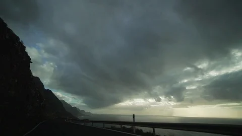 Slow motion breathtaking fpv, the track along the coast of the island in the Stock Footage 116706653