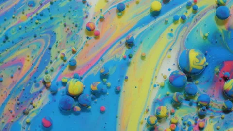 Slow Motion Bright Colors Bubbles Oil Beautiful Paint Universe Color Moving M Stock Footage 116480655