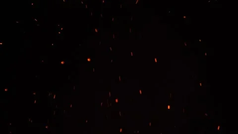 Slow Motion - Bright Sparks Fly Into Air From Fire Stock Footage 195281610