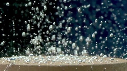 Slow motion of bubbles under water, freshwater aquarium. Oxygen diffuser un.. Stock Footage 254624046