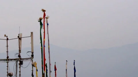 Slow motion buddhist prayer flags moving in the wind. Stock Footage 37563583