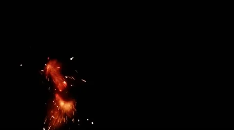 Slow-motion of burning and explosion of gunpowder as space Stock Footage 51649135