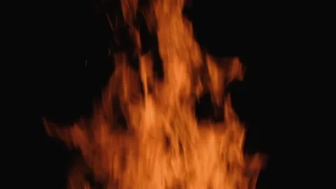 Slow motion burning bonfire. Close-up shot of warm cozy burning fire. Slow Stock Footage 157846007