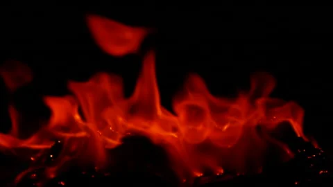 Slow motion of burning fire and flame on ground isolated on black background Vídeos de archivo 308060118