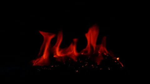 Slow motion of burning fire and flame on ground isolated on black background 스톡 동영상 311511517