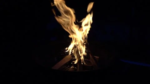 Slow motion burning fire. Bonfire. Stock Footage 153832556