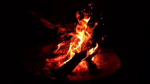 Slow motion burning fire at night Stock Footage 143498419