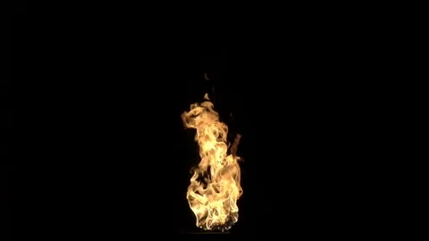 Slow motion burning gas flame blast isolated on black background. Stock Footage 75148008