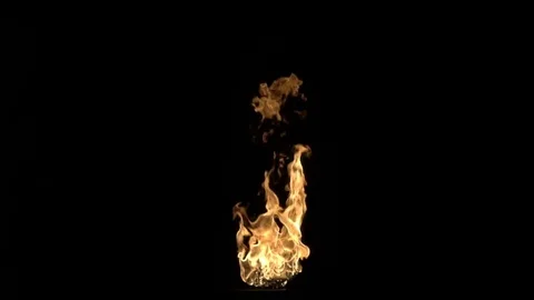 Slow motion burning gas flame blast isolated on black background. Stock Footage 75148123