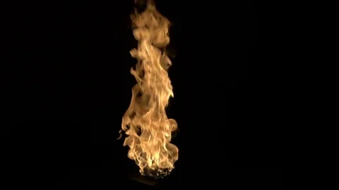 Slow motion burning gas flame blast isolated on black background. Stock Footage 75148849