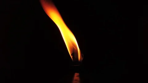Slow-motion burning torch, Camera with some natural motion. 
You can see only Stock Footage 120040972