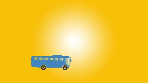 Slow motion bus animation with orange background,best animation in 4k. Stock Footage 201002272