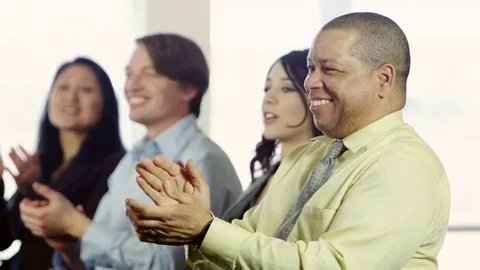 Slow motion business coworkers clapping Stock Footage 80227432