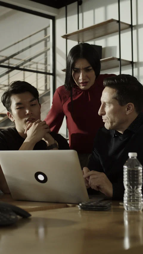 Slow motion of business people using laptop in conference room meeting  - Stock Footage 254708868