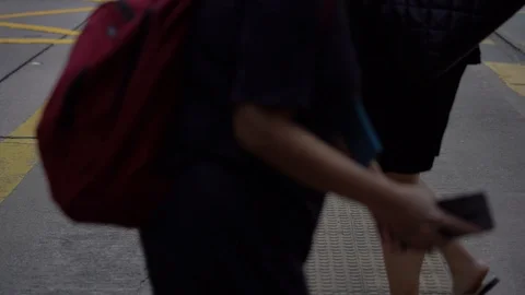 Slow Motion of Busy streets of Central District in Hong Kong and Pedestrians  Stock Footage 125649397