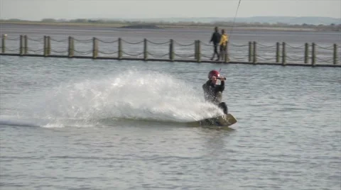 Slow motion cable skiing Vídeo Stock 49569748