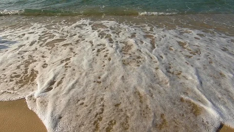 Slow motion of cala major beach in mallorca with waves coming into the beach Stock Footage 122170628